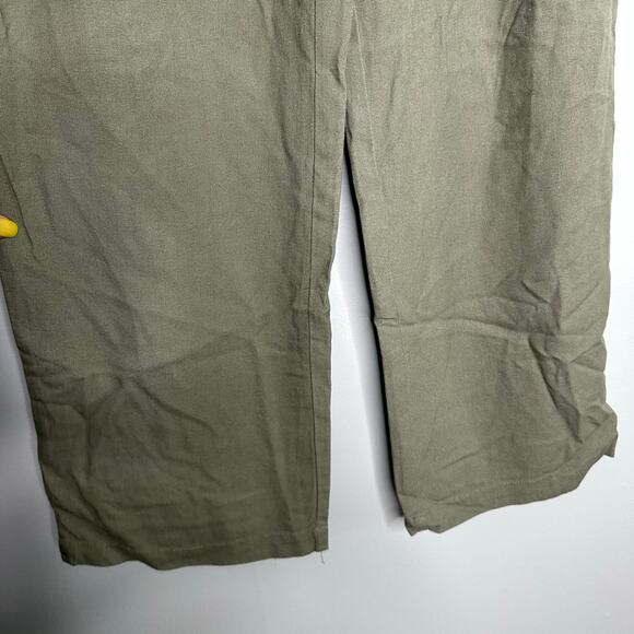 Rewash Women's Olive Green Button Fly High Rise Wide Leg Linen Blend Pants S NWT - Picture 4 of 10